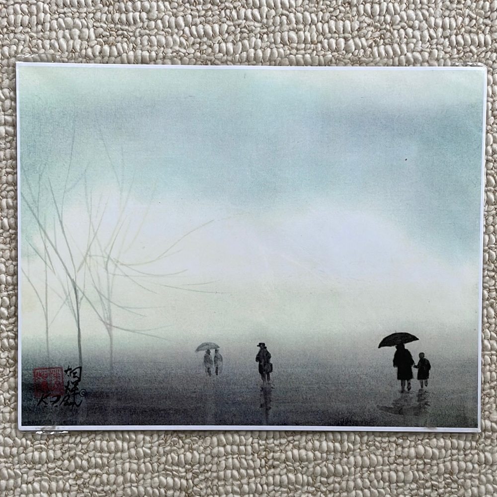 Original watercolor on silk by Tai Poon, signed, authenticity cert included